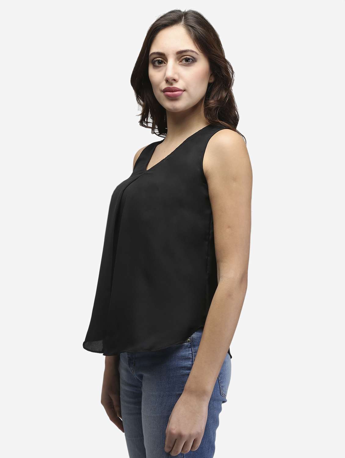 women black solid sleeveless top - 22068803 - Standard Image - 2
