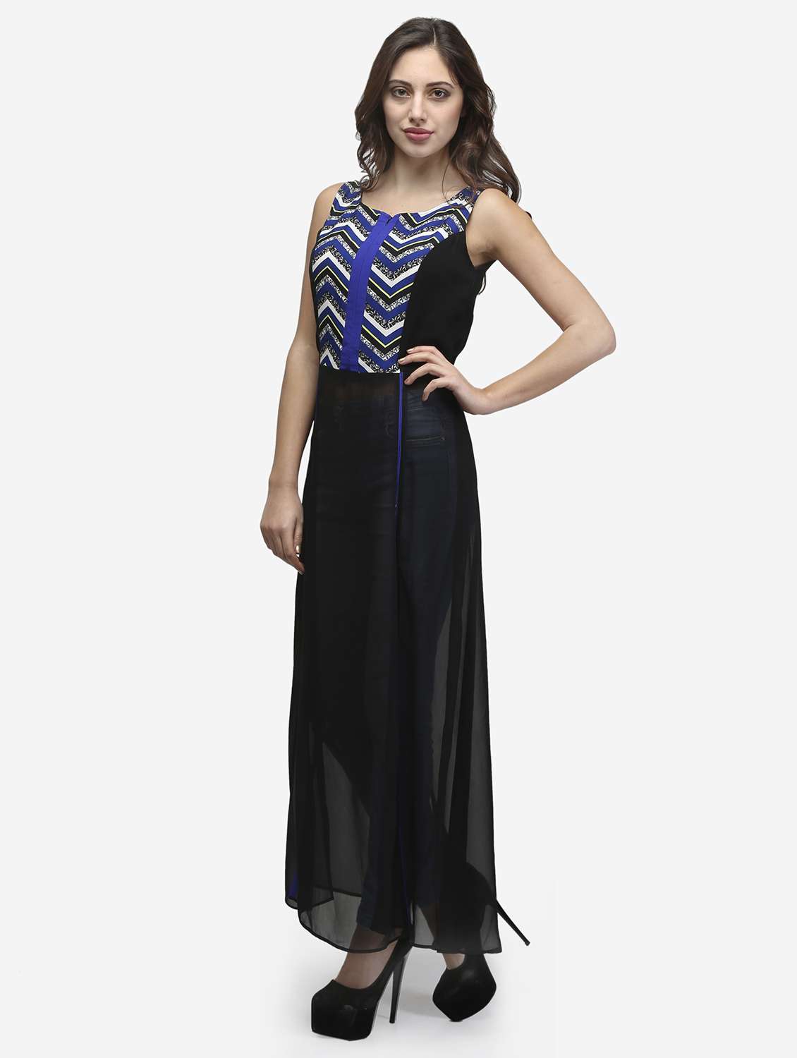women printed sleeveless front slit tunic - 22068806 - Standard Image - 2