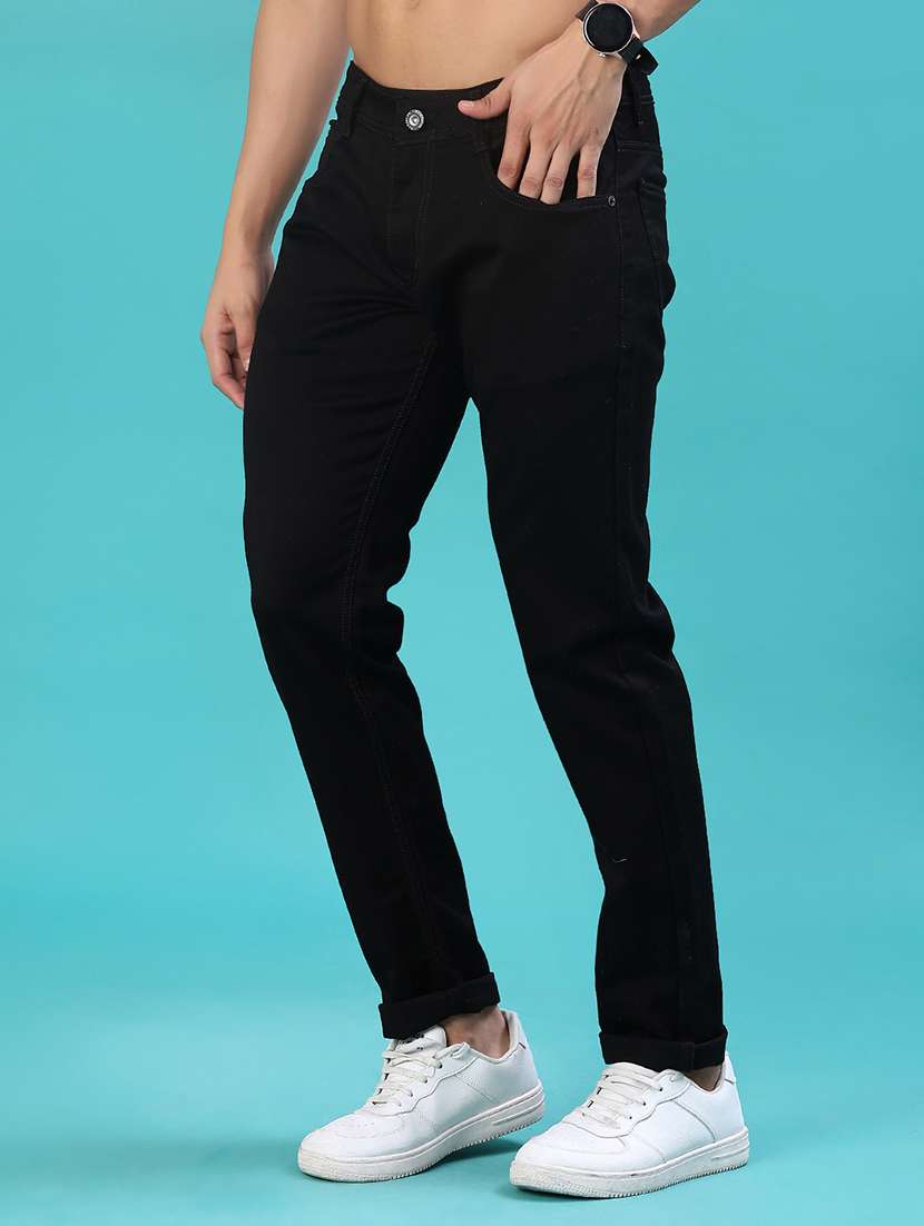 men plain mid rise full length jeans - 22069001 -  Standard Image - 2