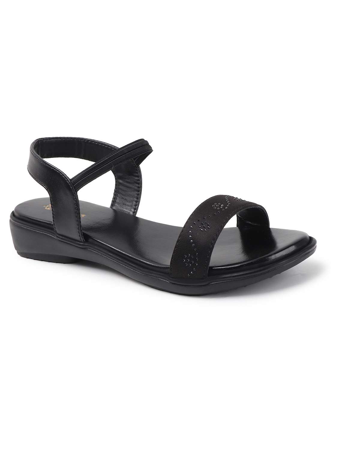 women black solid back strap sandal - 22069088 - Standard Image - 2