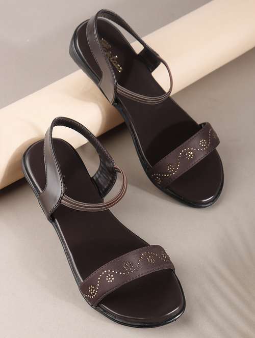 women brown solid back strap sandal - 22069089 -  Standard Image - 0