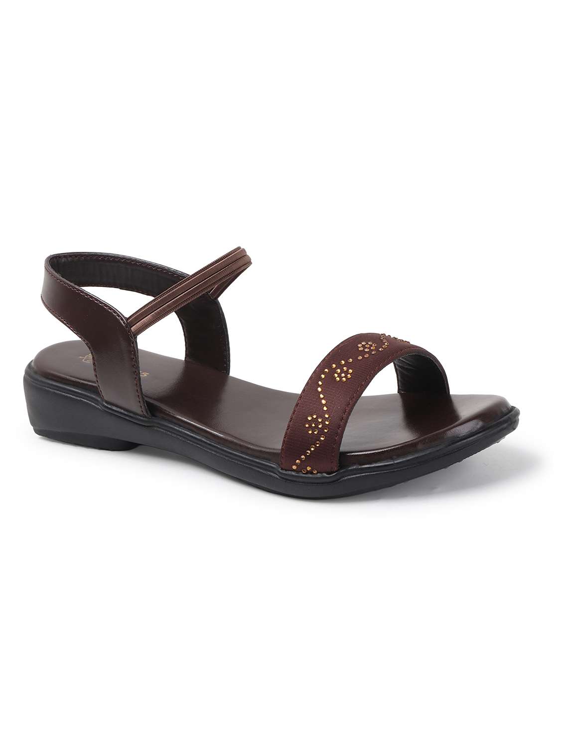 women brown solid back strap sandal - 22069089 - Standard Image - 2