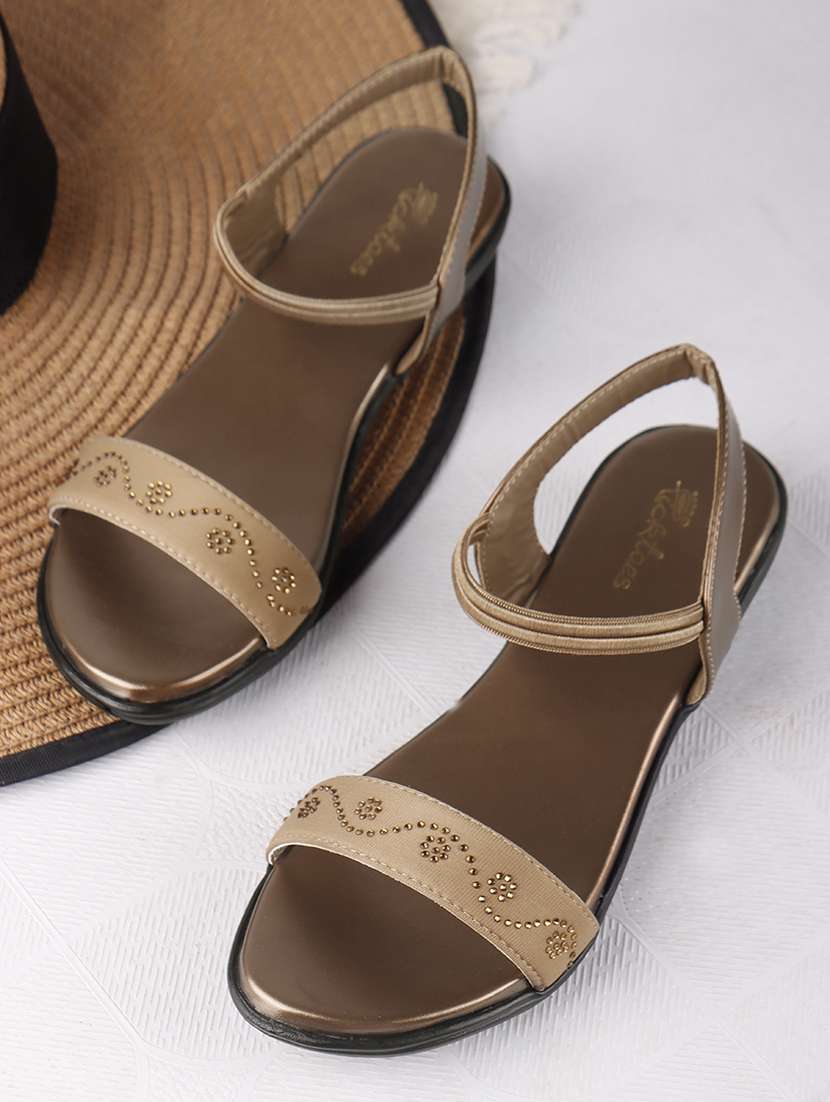 women gold solid back strap sandal - 22069090 -  Zoom Image - 0