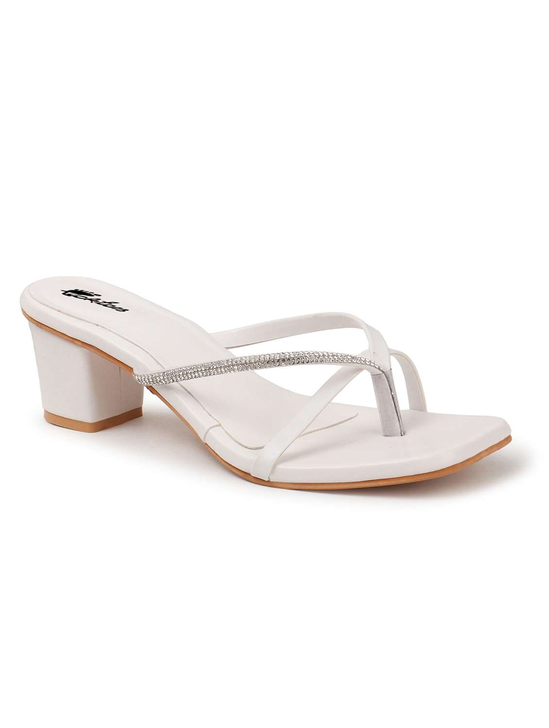 women's white synthetic leather block heel sandal - 22069094 - Standard Image - 2