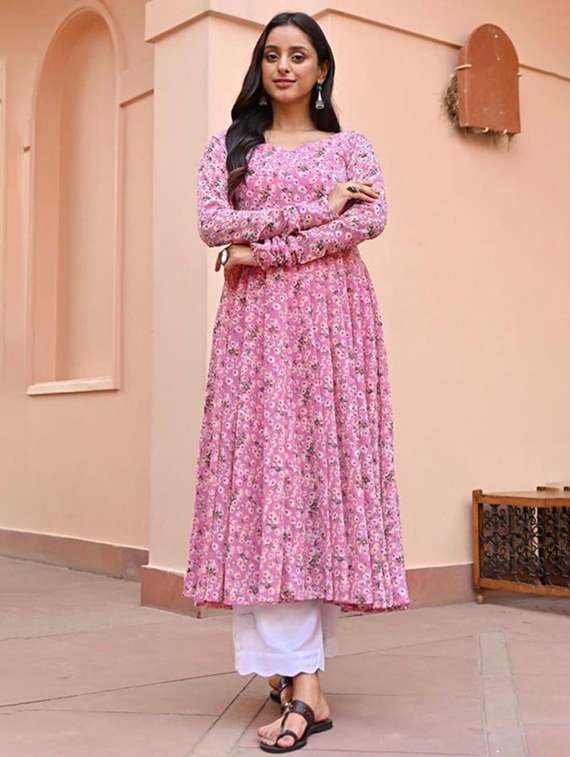 women floral printed long sleeve anarkali kurta - 22069133 -  Standard Image - 2