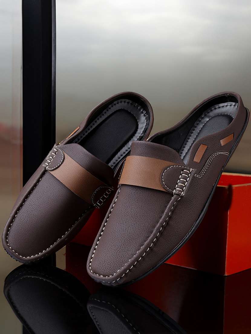 men brown slip on loafer