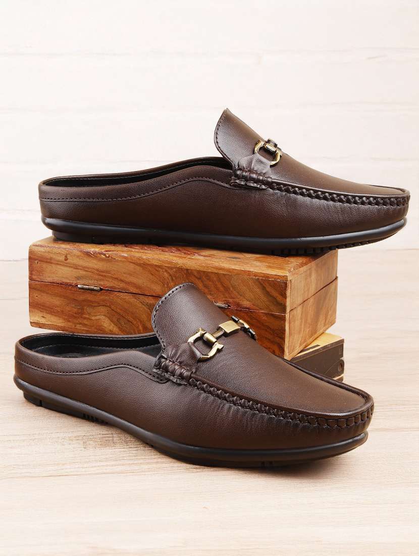 men brown slip on loafer