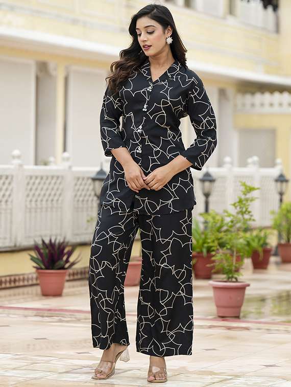 women printed shirt and trouser co-ord set - 22069191 - Standard Image - 2