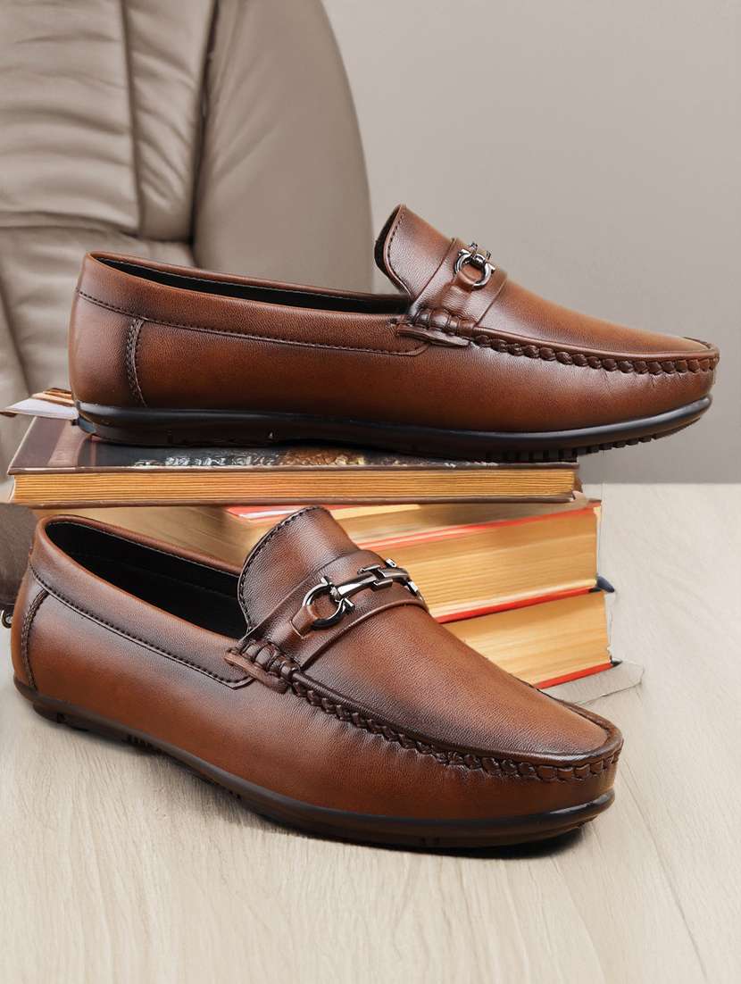 men tan slip on loafer