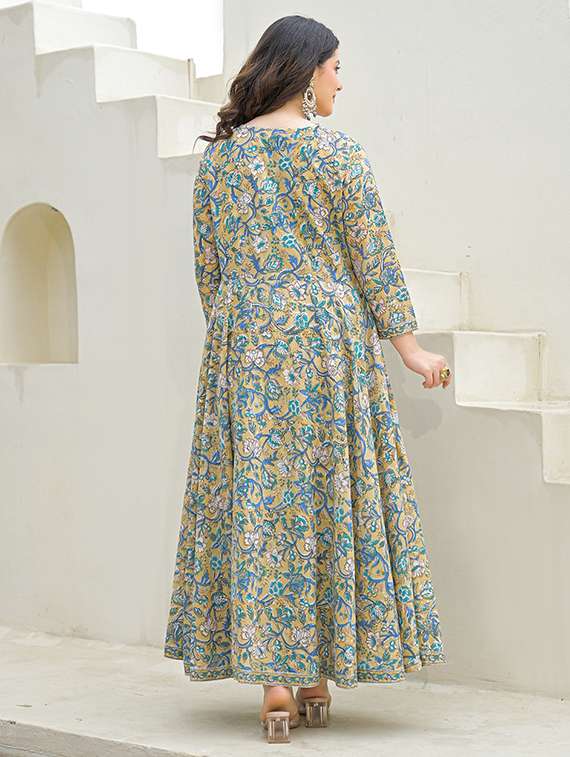 women printed three quarter sleeve kurta dupatta set - 22069209 -  Standard Image - 2
