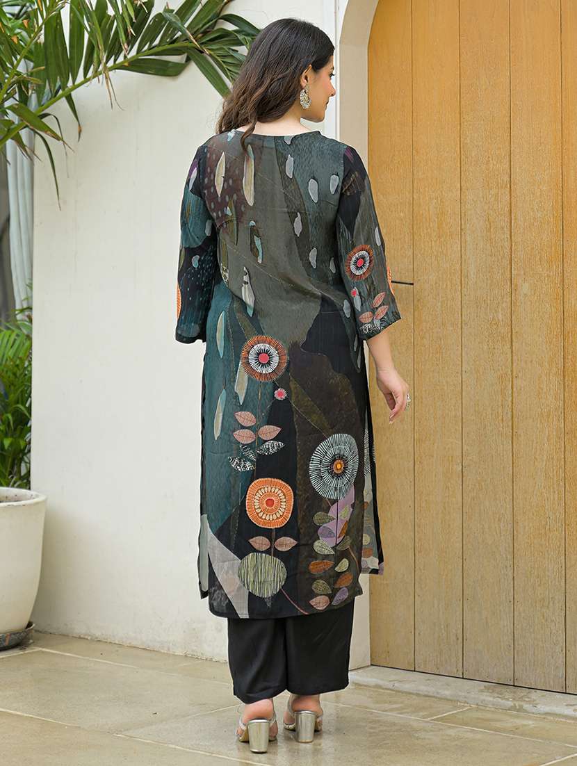 women printed three quarter sleeve kurta pant with dupatta set - 22069214 -  Standard Image - 2