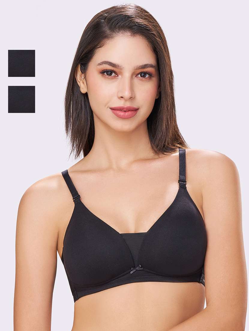 women pack of 2 solid lightly padded t-shirt bra
