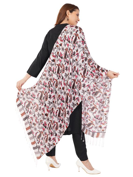 women white printed stole - 22069241 - Standard Image - 2