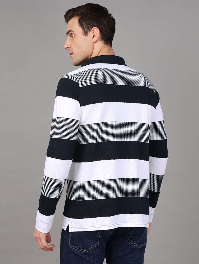 men striped long sleeve regular fit polo t-shirt - 22069259 - Standard Image - 2