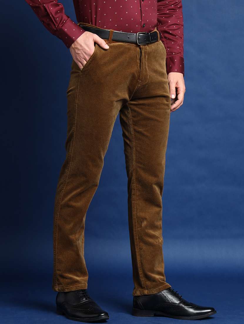 men solid mid rise flat front trouser - 22069294 -  Standard Image - 2