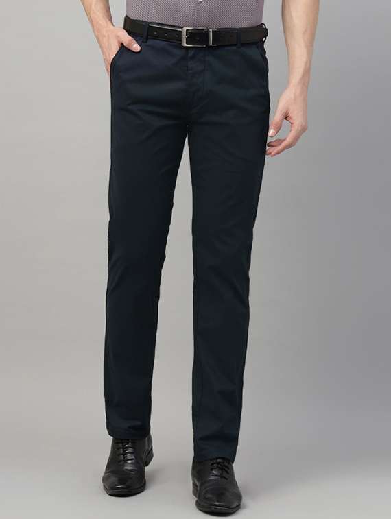men solid mid rise flat front trouser