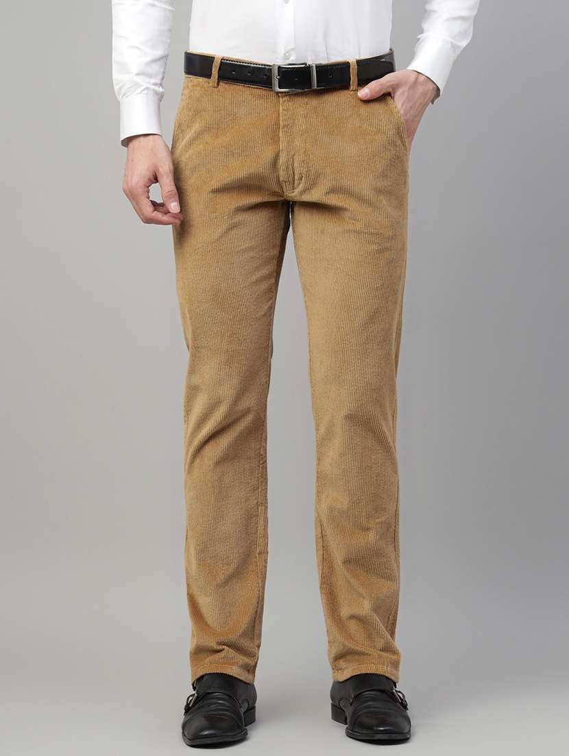 men solid mid rise flat front trouser