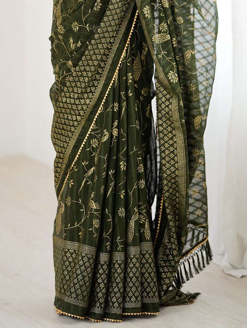 women foil printed saree with blouse - 22069310 -  Standard Image - 2