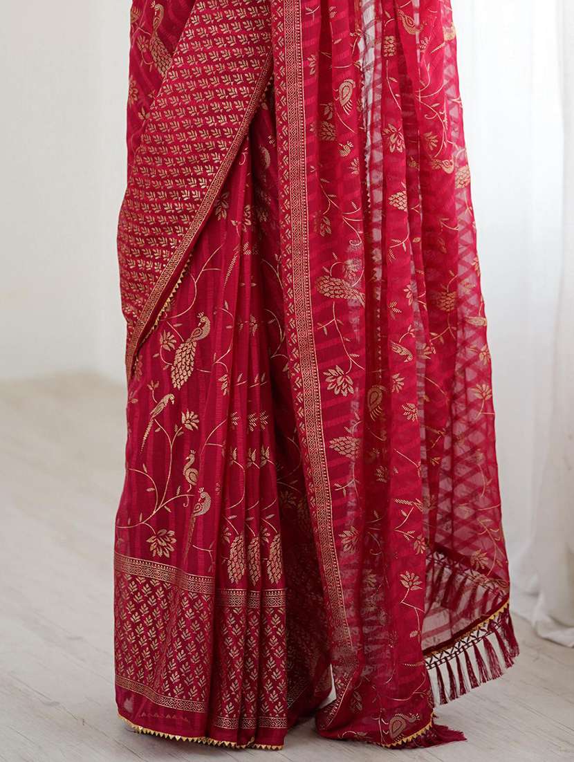 women foil printed saree with blouse - 22069313 -  Standard Image - 2