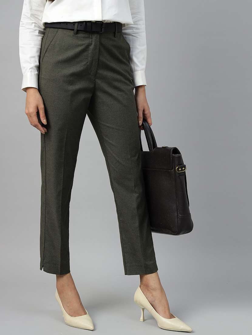 green viscose trousers