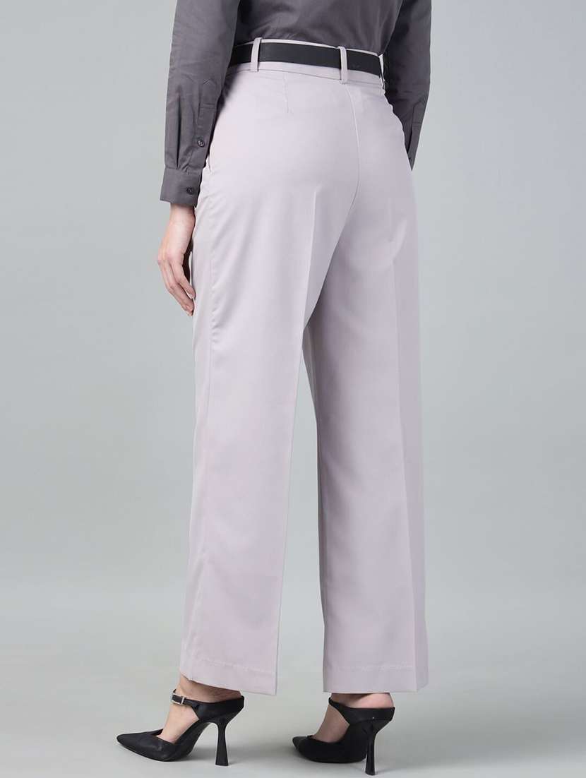 women solid high rise straight trouser - 22069330 -  Standard Image - 2