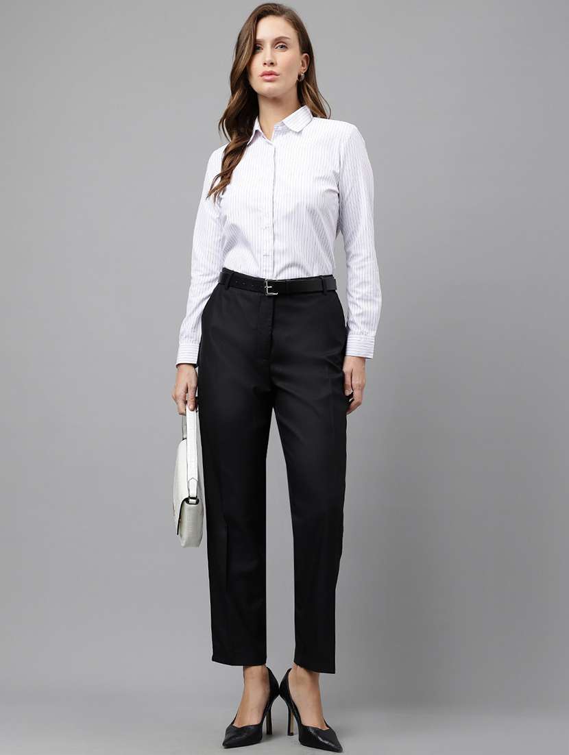 women solid mid rise cigarette pants - 22069333 -  Standard Image - 2