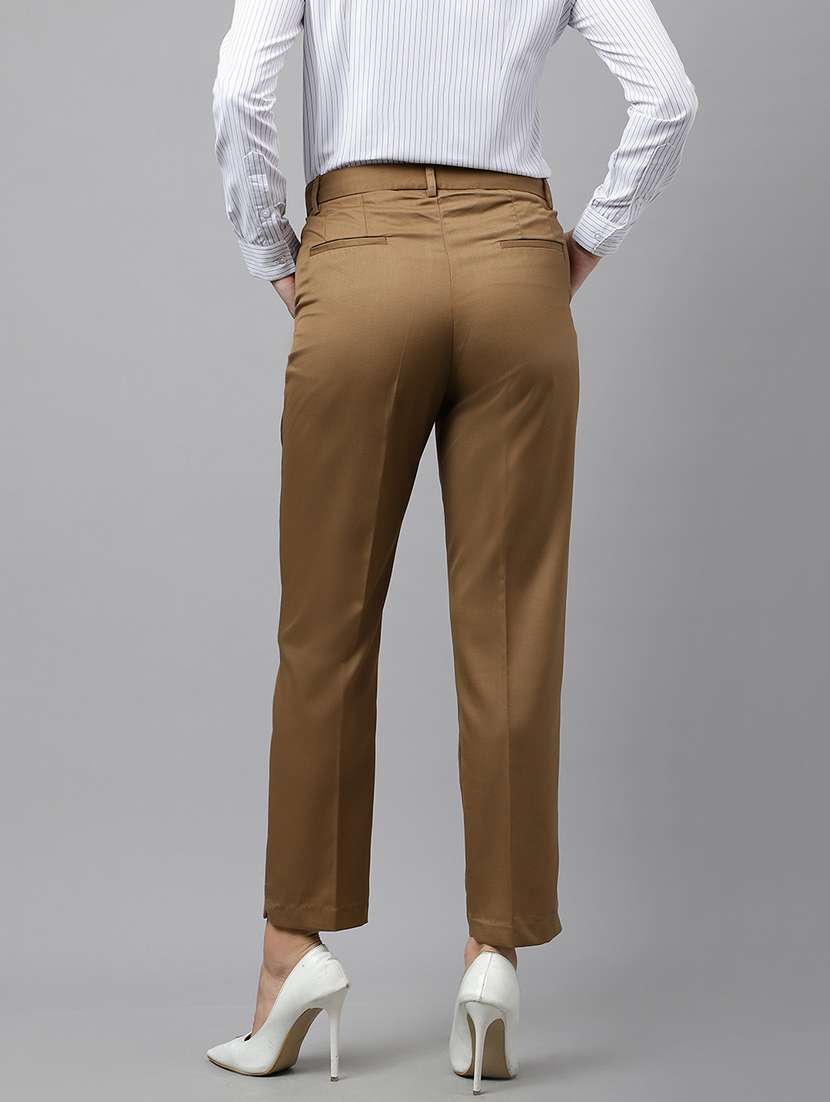 women solid mid rise cigarette pants - 22069334 -  Standard Image - 2