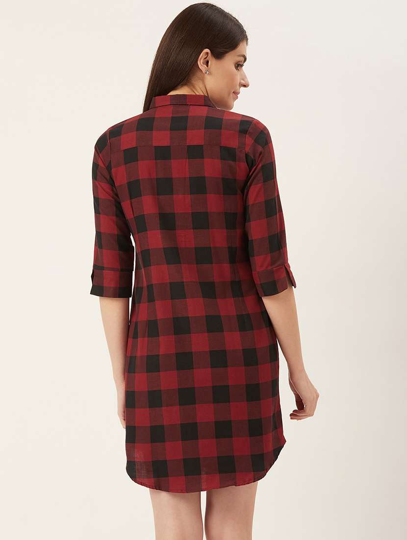 women checkered collred shirt dress - 22069339 - Standard Image - 2