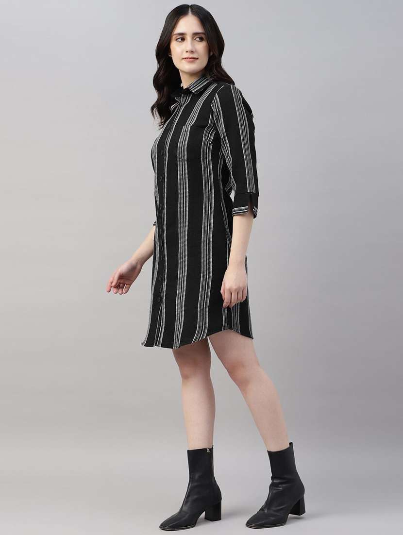 women striped collared shirt dress - 22069358 - Standard Image - 2