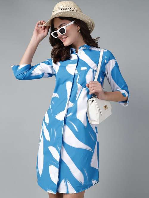 women printed collared shirt dress - 22069362 -  Standard Image - 0