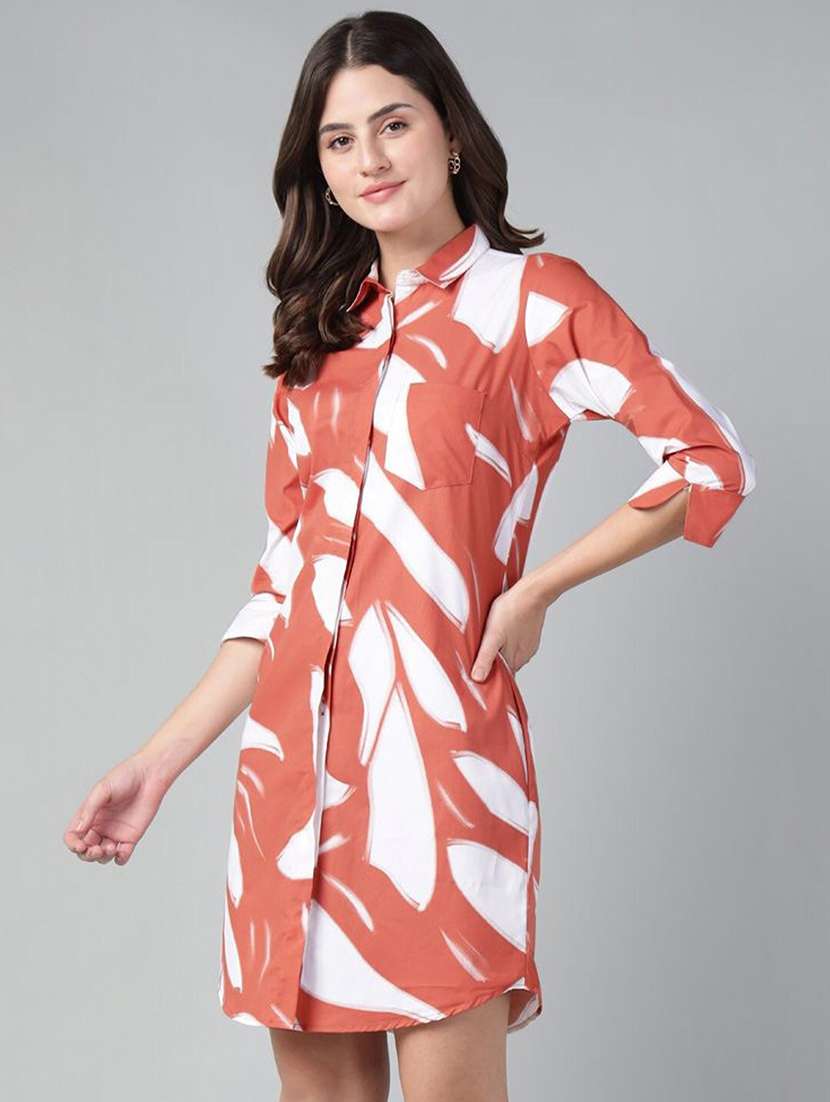 women printed collared shirt dress - 22069363 -  Standard Image - 2