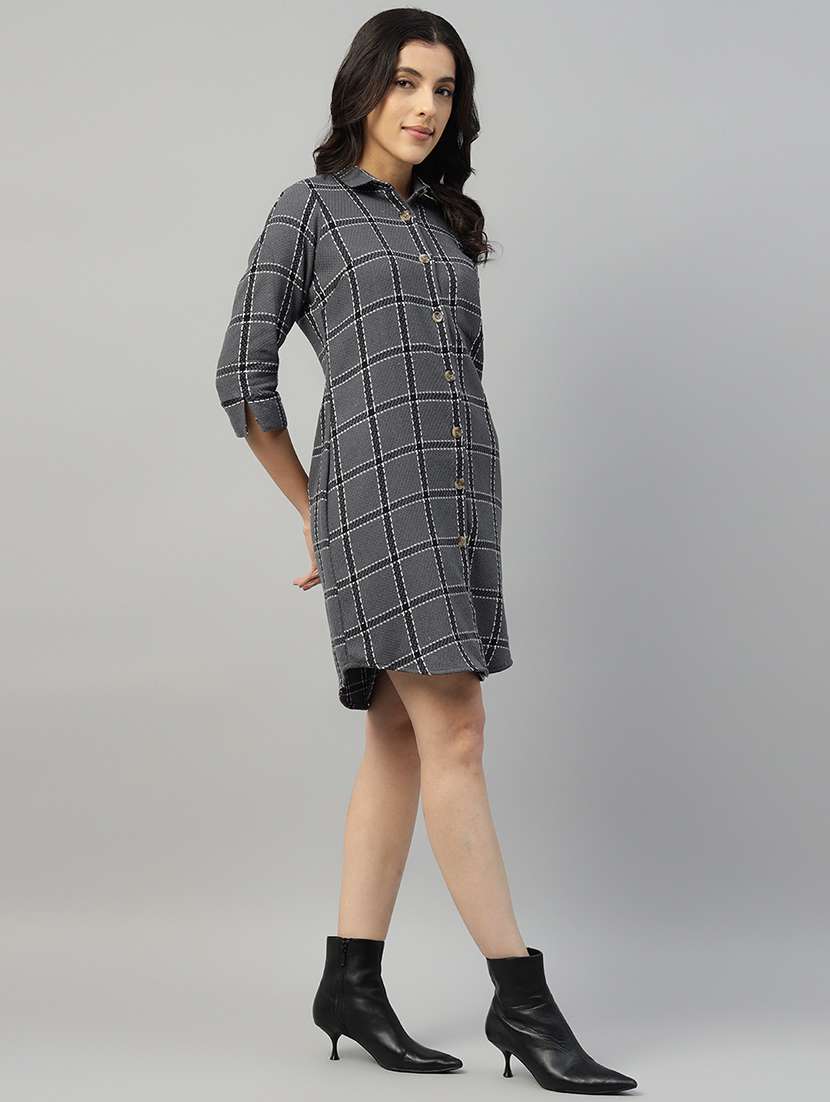 women checkered collared shirt dress - 22069368 -  Standard Image - 2