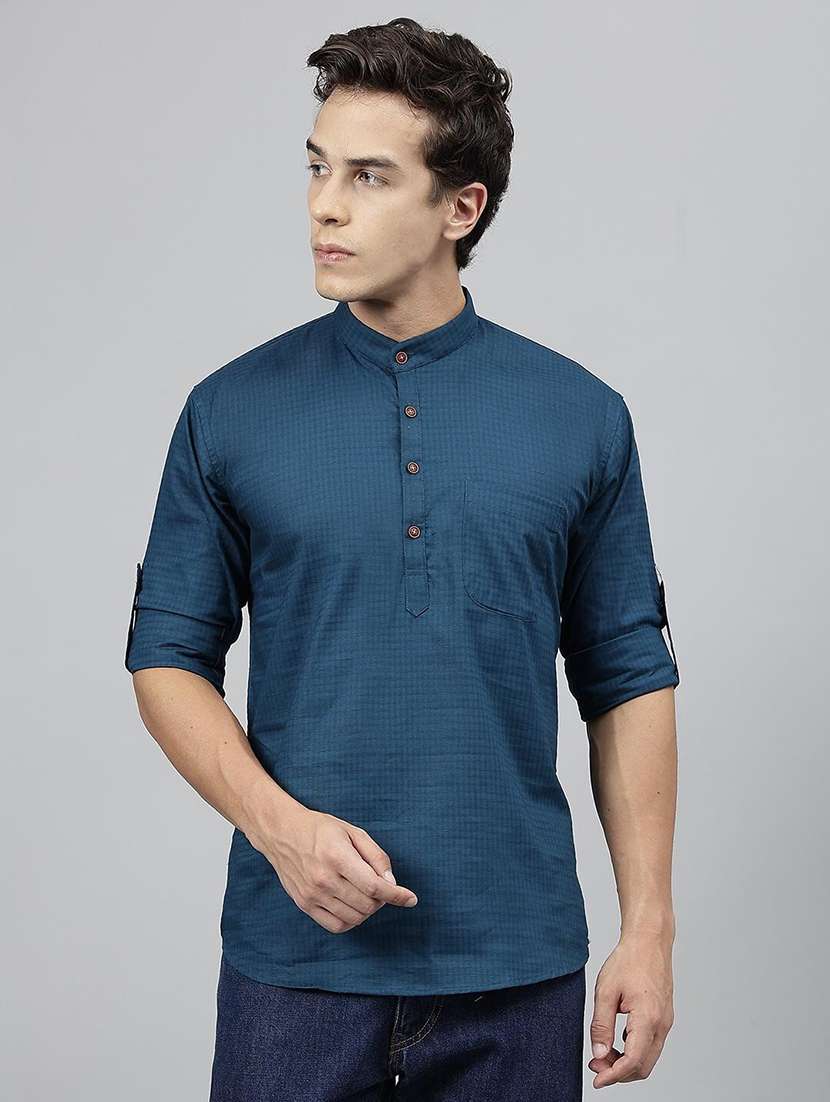 men mandarin neck long sleeve short kurta - 22069391 - Zoom Image - 0