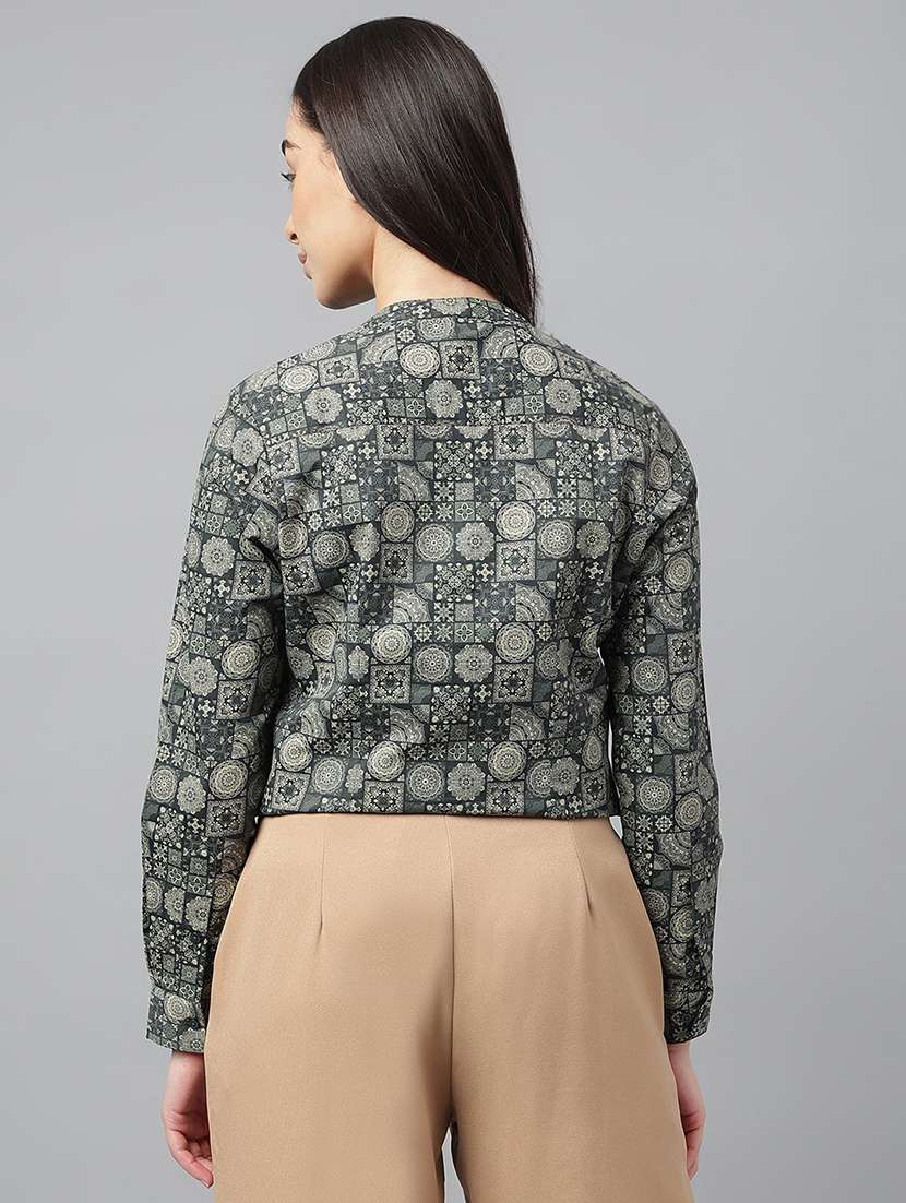 women printed long sleeve regular top - 22069407 - Standard Image - 2
