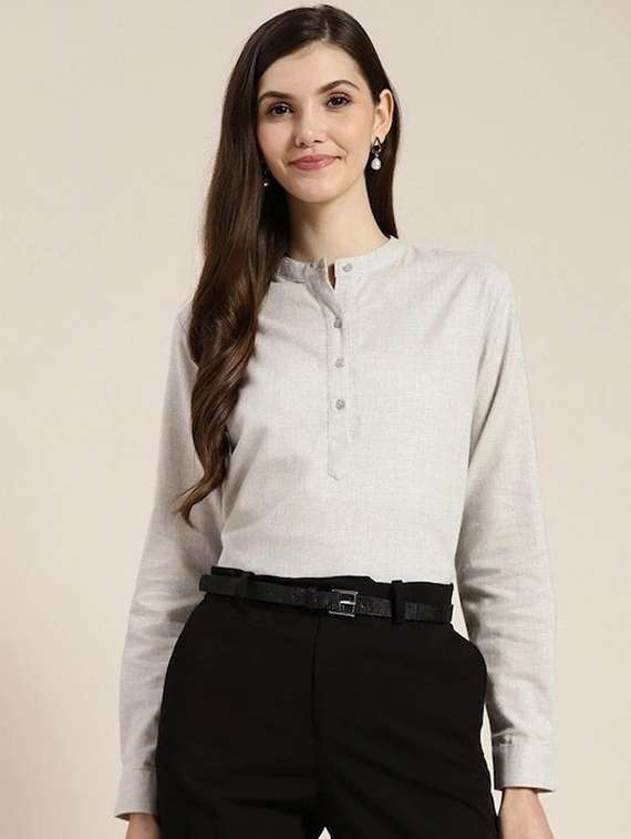 women solid long sleeve regular top