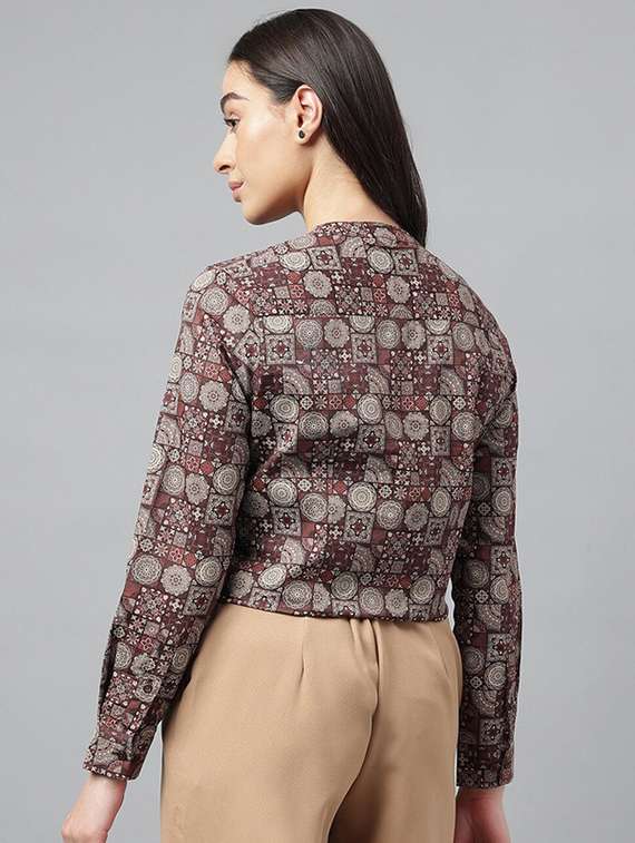 women printed long sleeve regular top - 22069409 -  Standard Image - 2