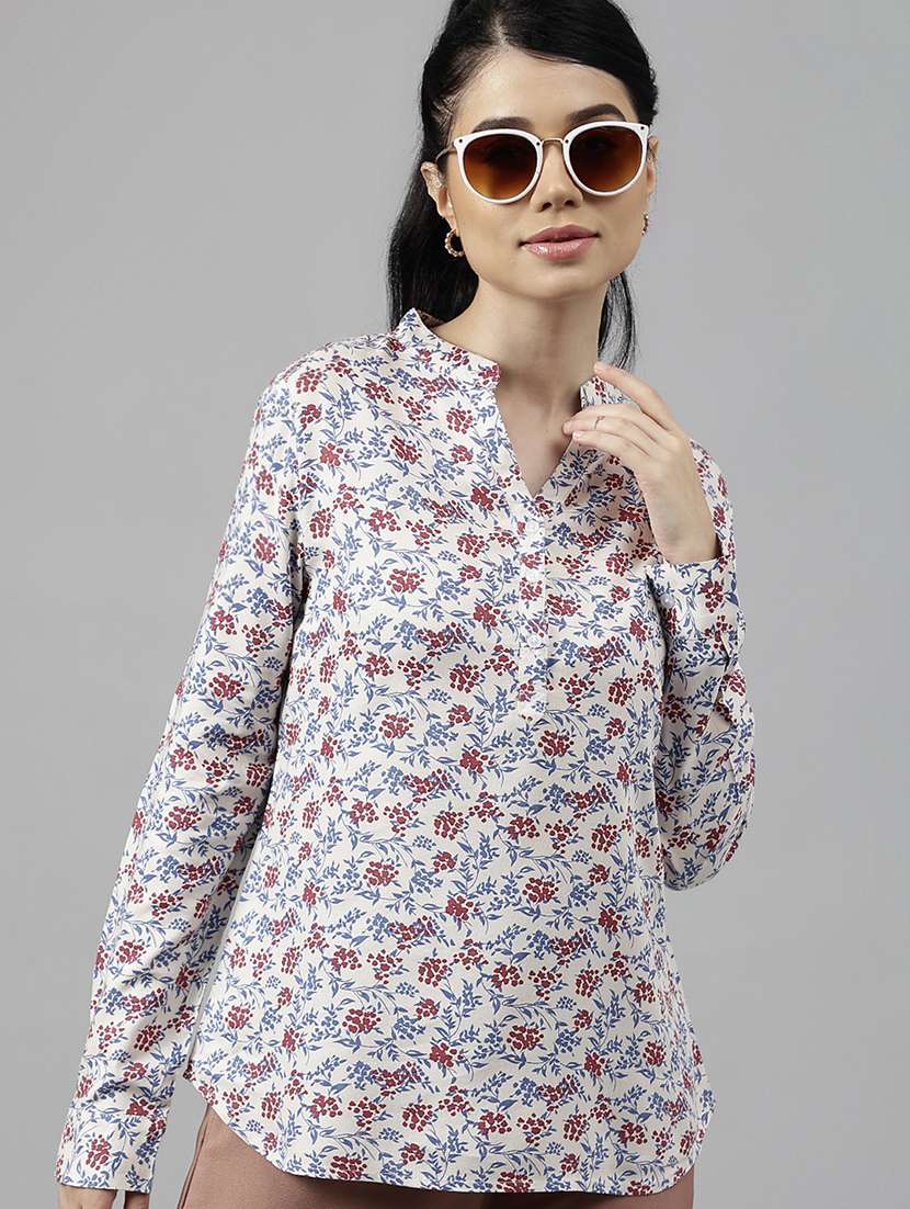 women printed long sleeve regular fit top