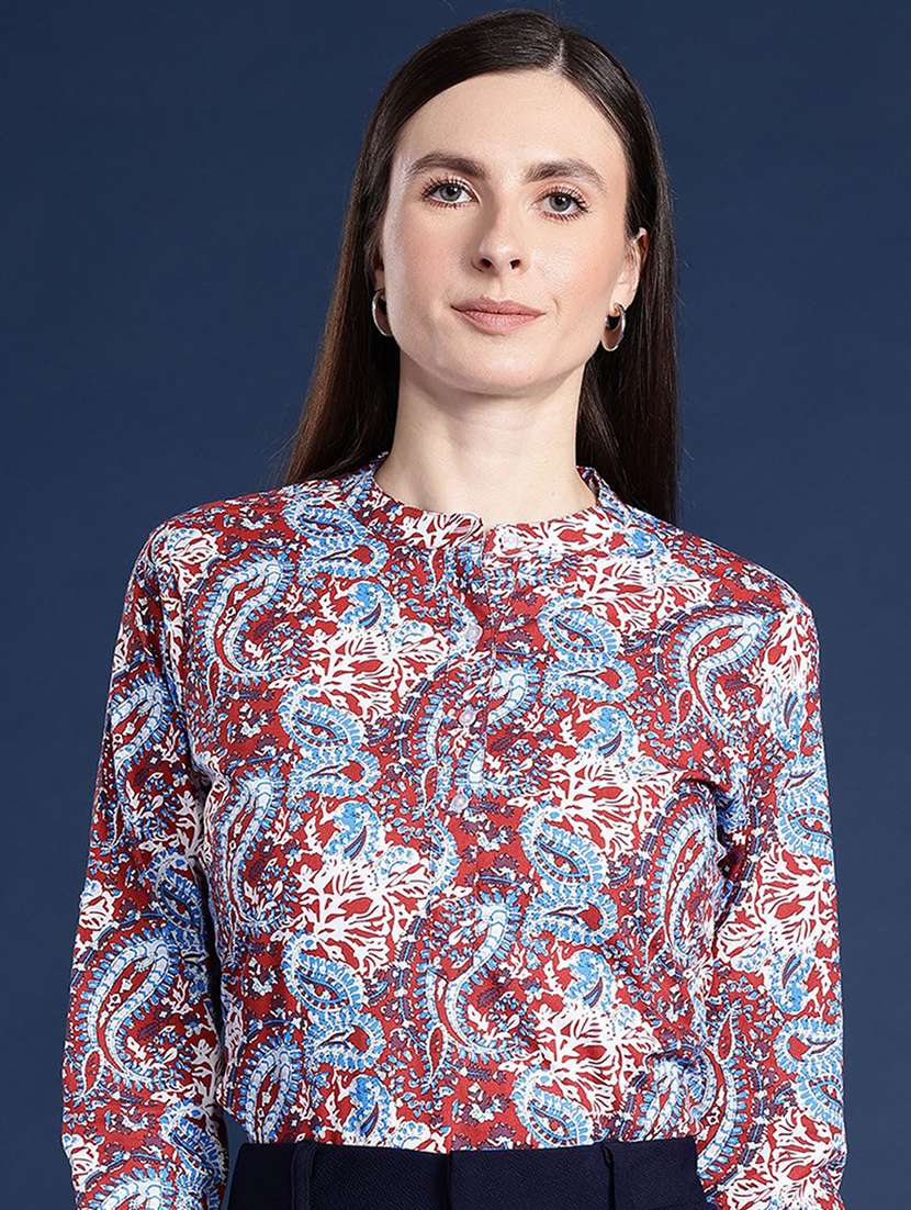 women printed long sleeve regular fit top