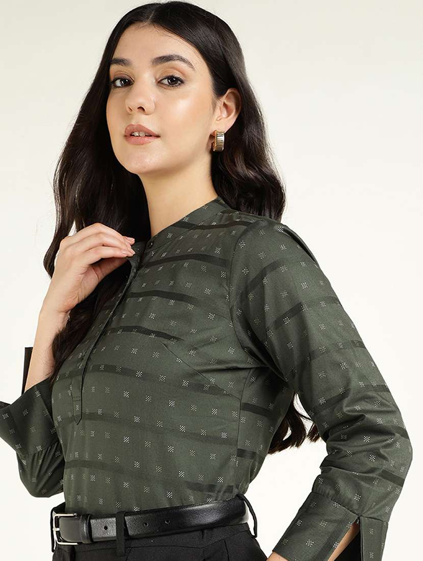 women printed three quarter sleeve regular fit top