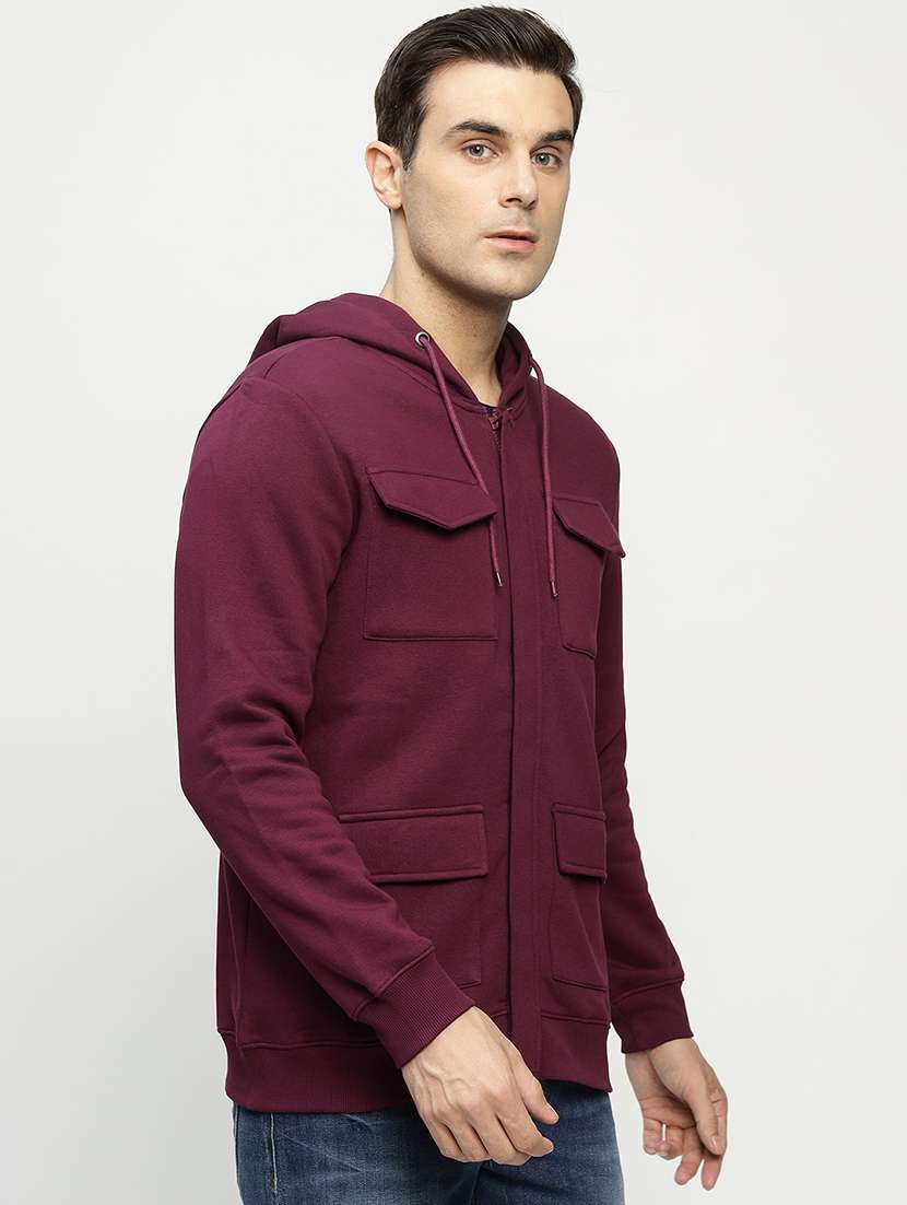 men solid long sleeve hooded sweatshirt - 22069480 -  Standard Image - 2