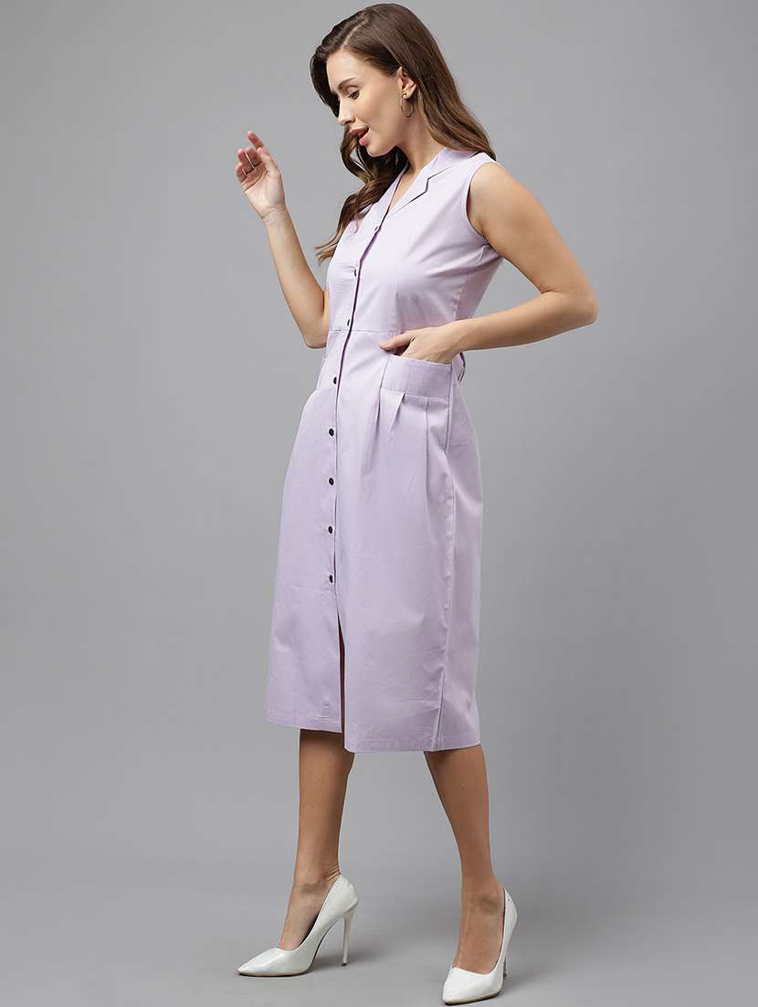 women solid sleeveless shirt dress - 22069506 - Standard Image - 2