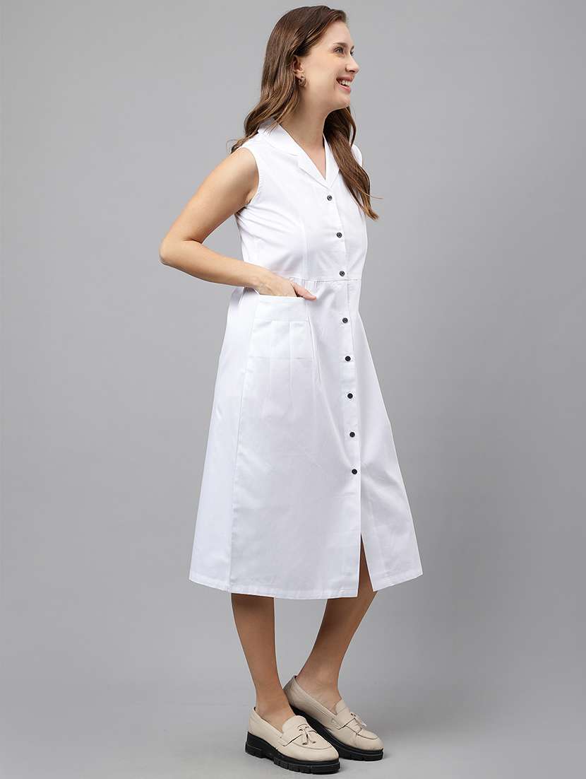 women solid sleeveless shirt dress - 22069507 - Standard Image - 2