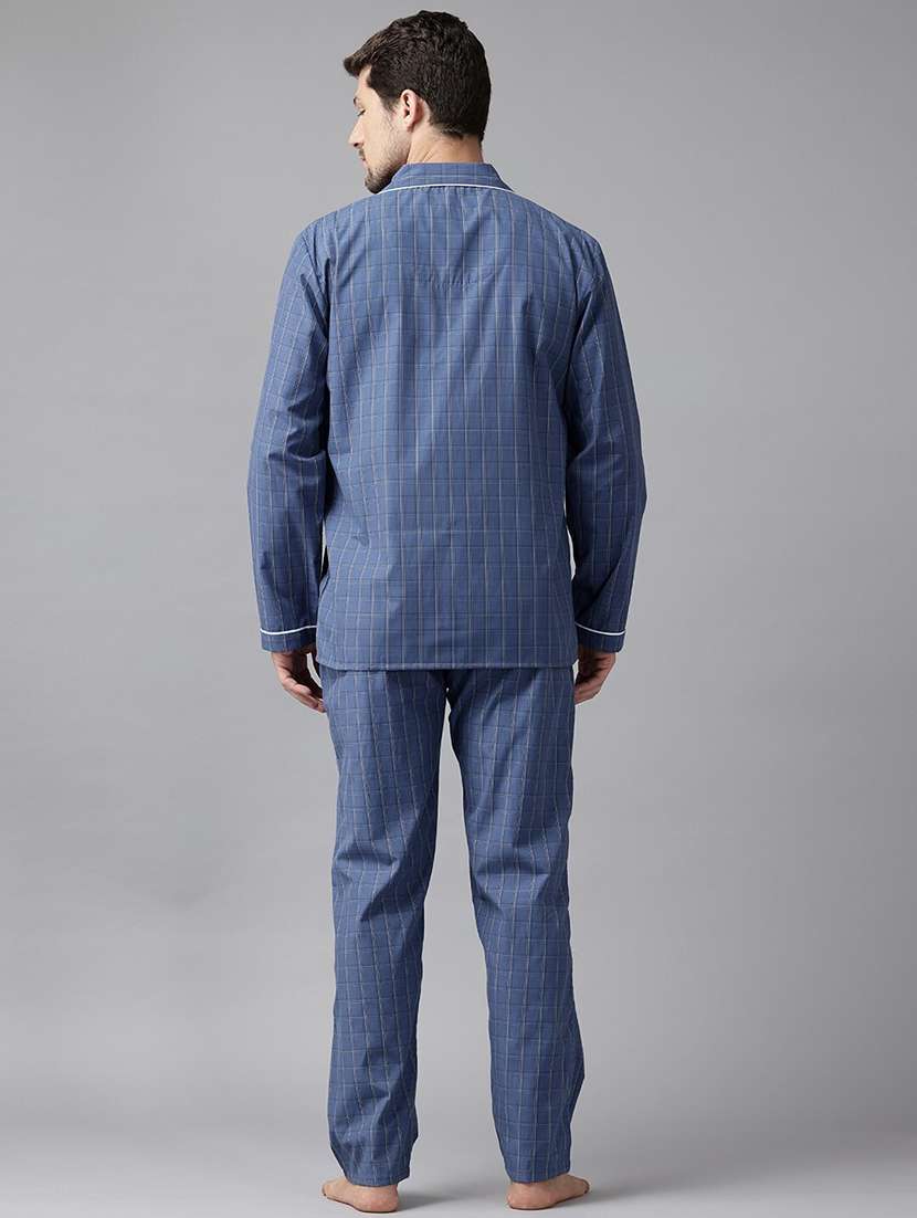 men checkered long sleeve nightwear set - 22069520 - Standard Image - 2