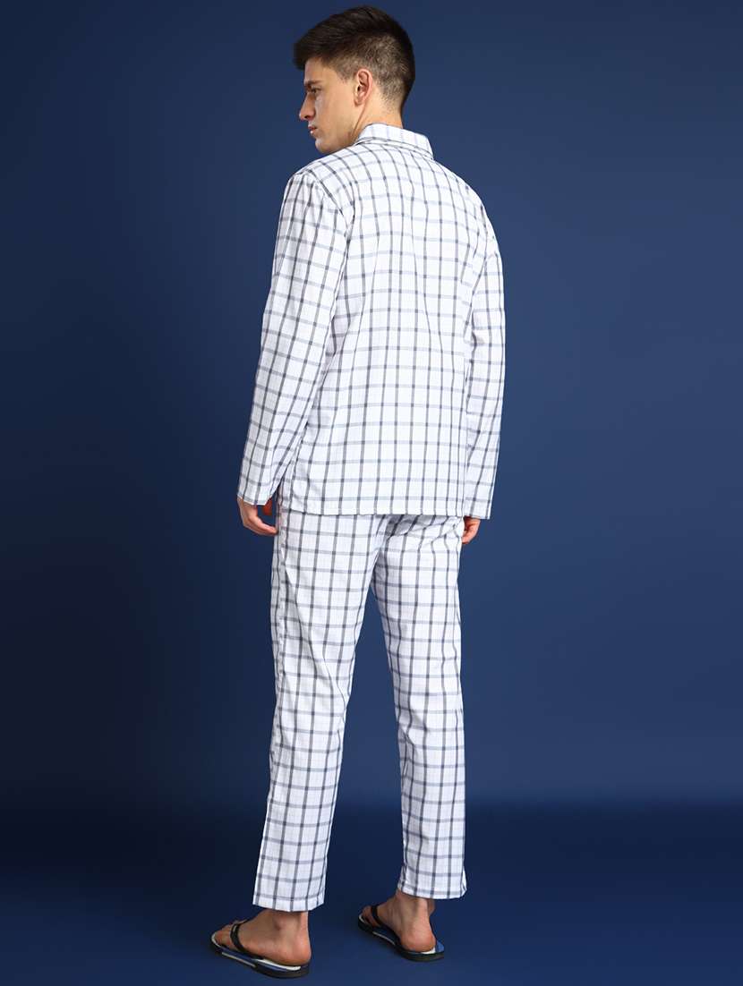men checkered long sleeve nightwear set - 22069523 - Standard Image - 2