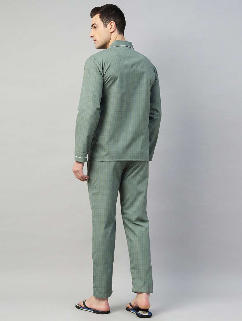 men checkered long sleeve nightwear set - 22069527 - Standard Image - 2