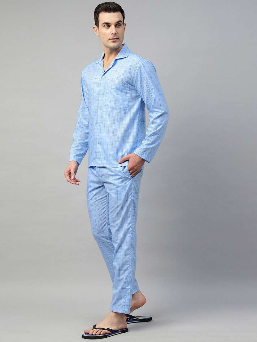 men checkered long sleeve nightwear set - 22069529 -  Standard Image - 2