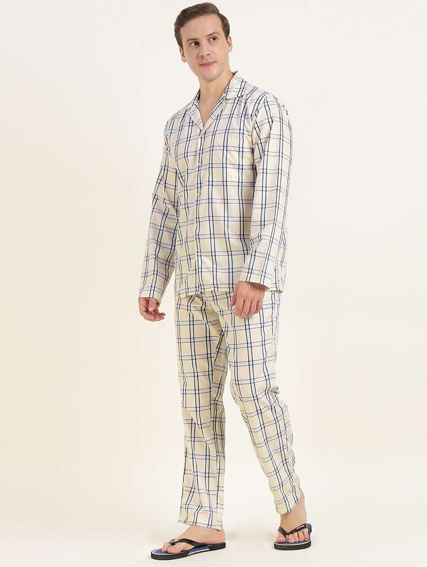men checkered long sleeve nightwear set - 22069532 - Standard Image - 2