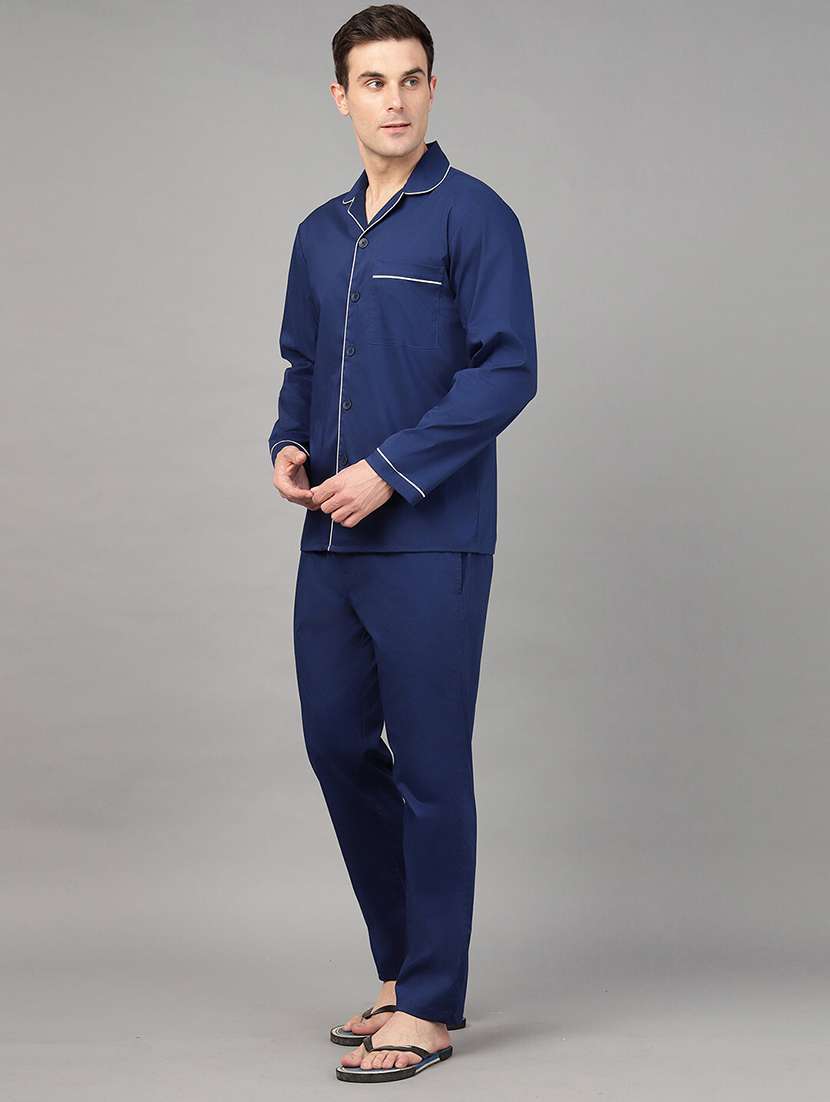 men solid long sleeve sleepwear set - 22069537 -  Standard Image - 2