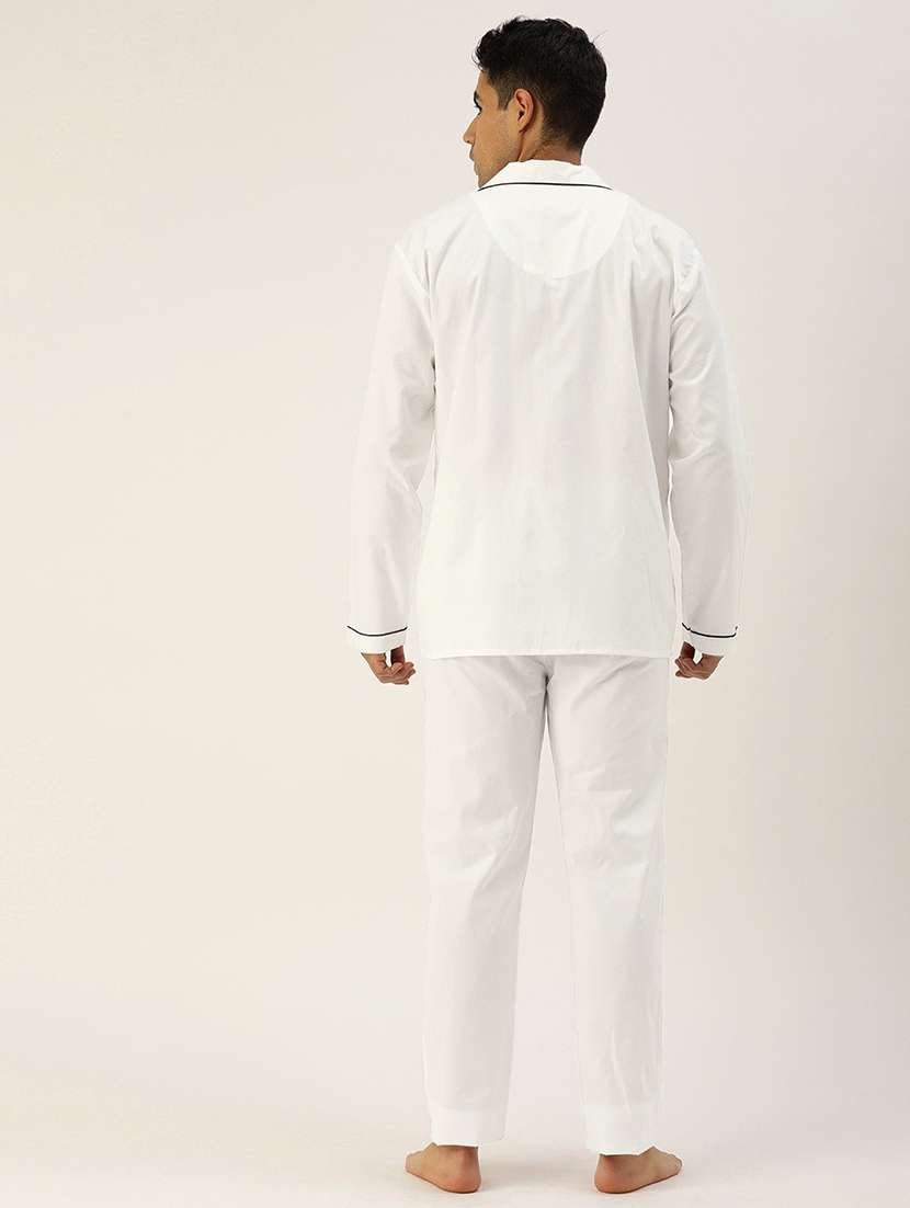 men white solid long sleeve sleepwear set - 22069538 -  Standard Image - 2