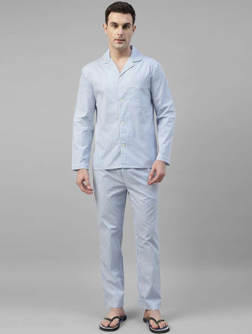 men striped long sleeve sleepwear set - 22069555 -  Standard Image - 2